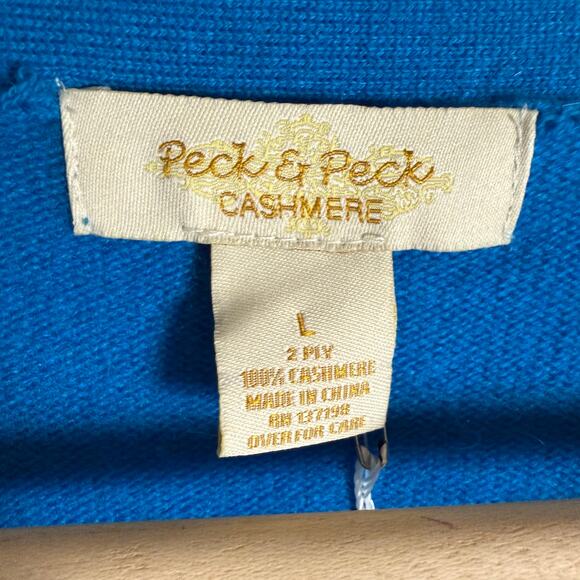 Peck & Peck 100% 2-Ply Cashmere Blue Long Sleeve Pullover Sweater Size Large - Picture 6 of 7